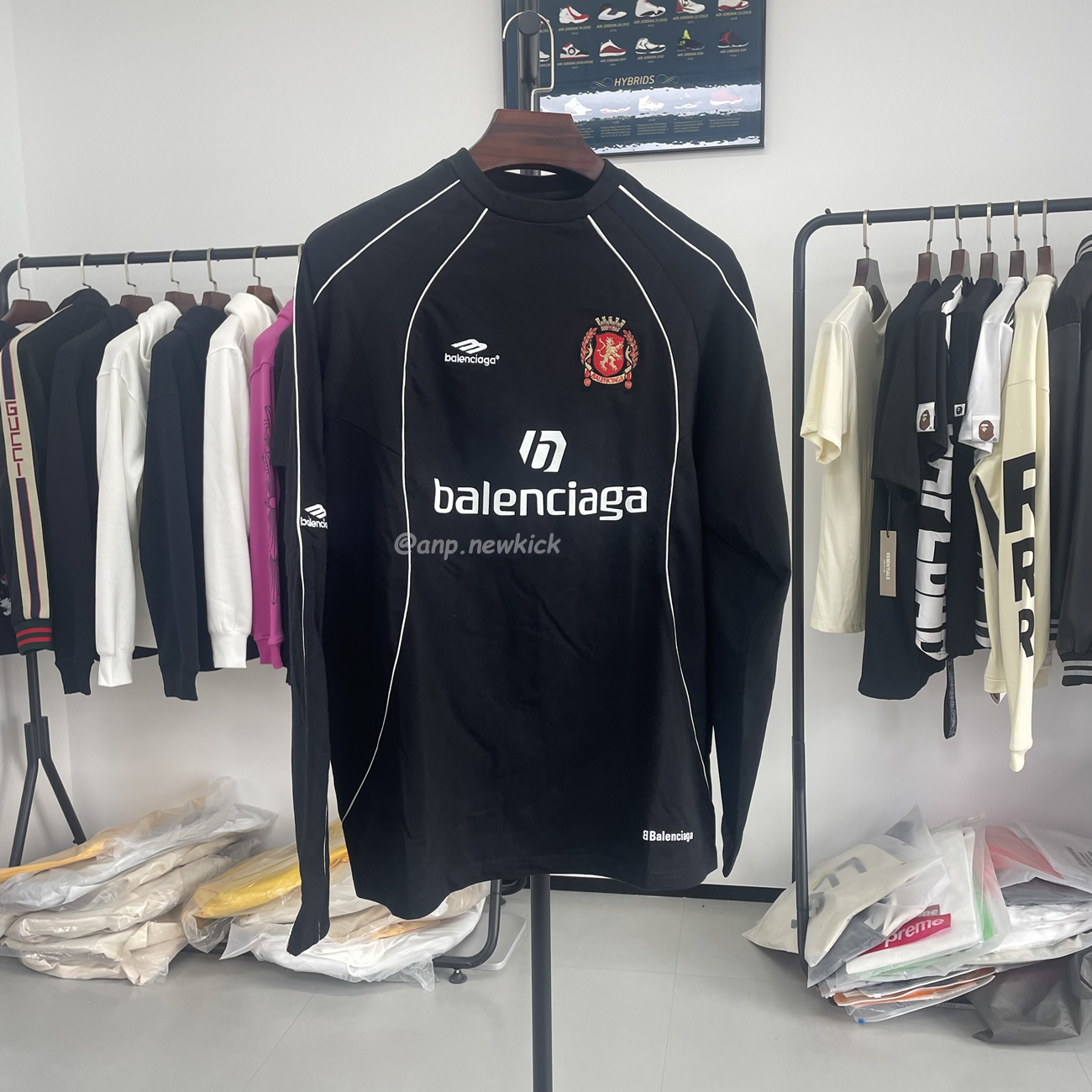 Balenciaga Black Soccer Long Sleeve Jersey T Shirt (4) - newkick.org